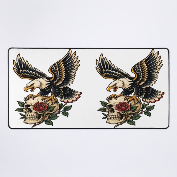Item preview, Vintage Bald Eagle Skull Tattoo Flash Art designed and sold by StickersHul.