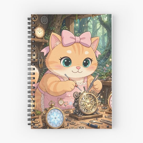 Item preview, Cute Kitten Clockmaker in Enchanted Forest designed and sold by Moody Vibes Studio.