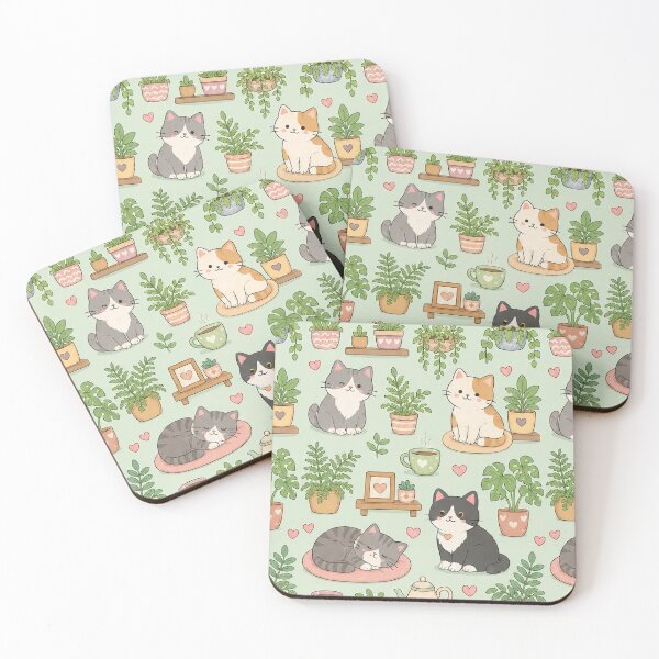 Item preview, Cozy Cat Fern Room Pattern designed and sold by Soft Berry Studio.