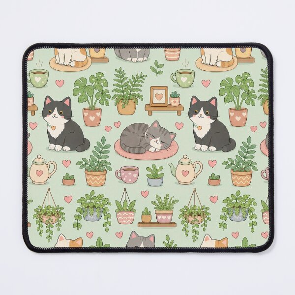 Item preview, Cozy Cat Fern Room Pattern designed and sold by Soft Berry Studio.