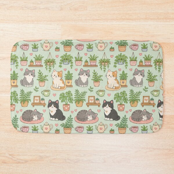 Item preview, Cozy Cat Fern Room Pattern designed and sold by Soft Berry Studio.