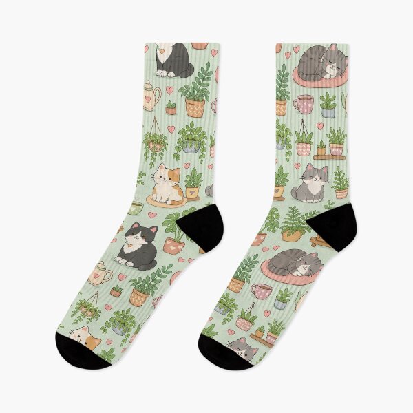 Item preview, Cozy Cat Fern Room Pattern designed and sold by Soft Berry Studio.