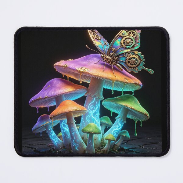 Item preview, Steampunk Butterfly on Magic Glowing Mushrooms Art designed and sold by Chaos world.