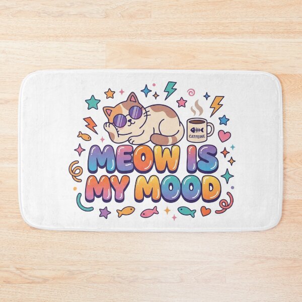 Item preview, Meow Is My Mood Funny Cat T-Shirt | Retro Y2K Cat Typography | Cute Coffee Cat Graphic Tee designed and sold by Faisal  Shah.