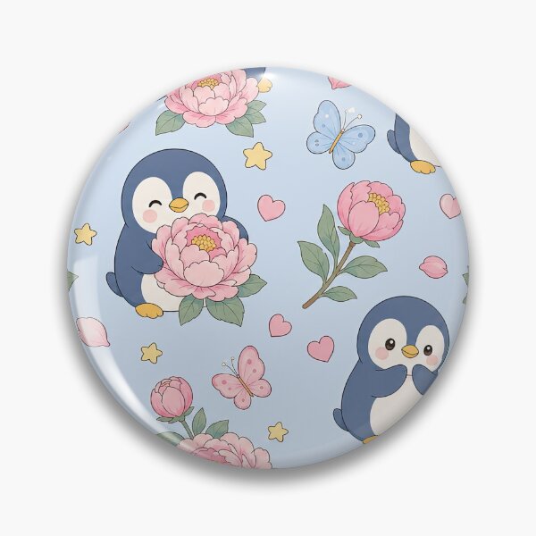 Item preview, Penguin Peony Garden Pattern designed and sold by Soft Berry Studio.