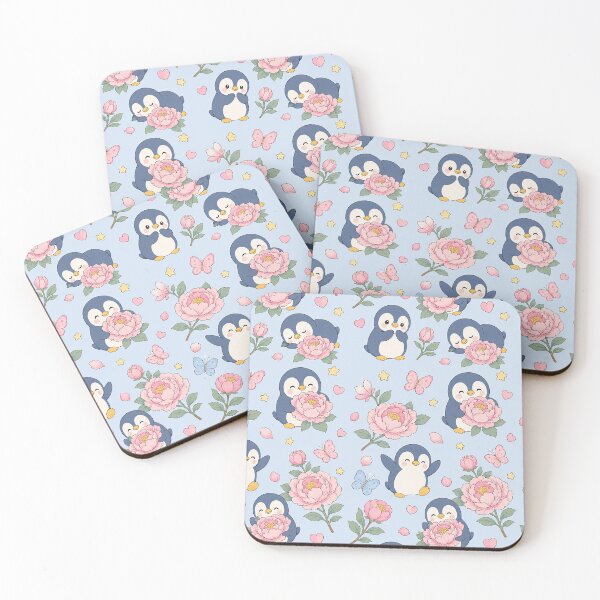 Item preview, Penguin Peony Garden Pattern designed and sold by Soft Berry Studio.
