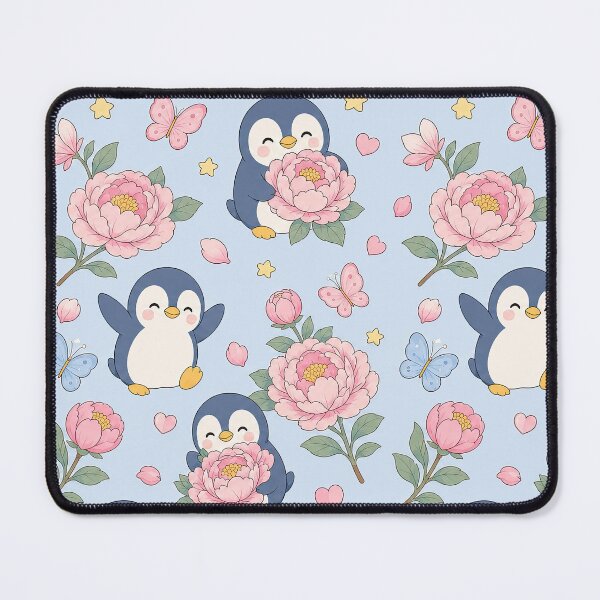 Item preview, Penguin Peony Garden Pattern designed and sold by Soft Berry Studio.