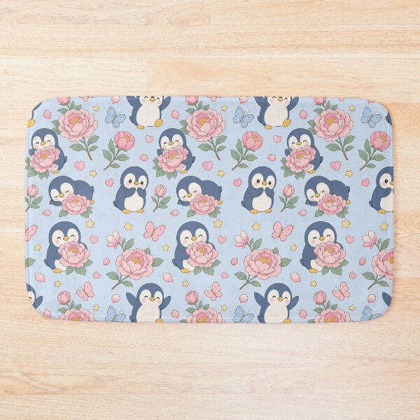 Item preview, Penguin Peony Garden Pattern designed and sold by Soft Berry Studio.