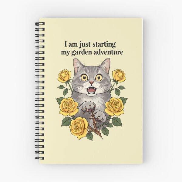 Item preview, I am just starting my garden adventure - Cat and yellow roses designed and sold by ParadoxParadox.