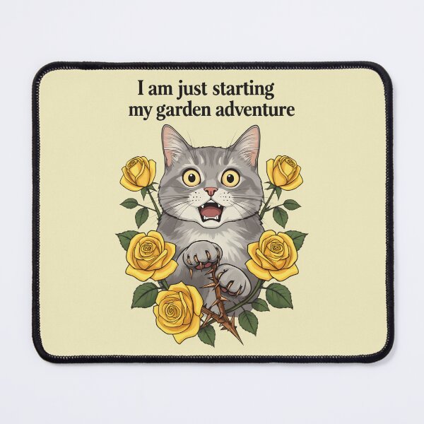 Item preview, I am just starting my garden adventure - Cat and yellow roses designed and sold by ParadoxParadox.