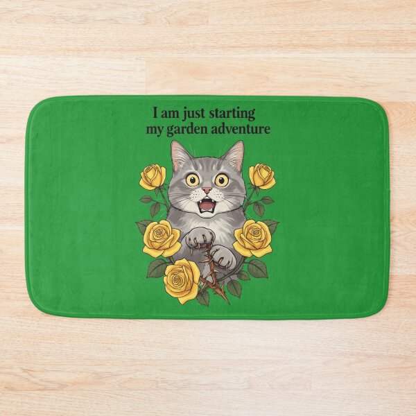 Item preview, I am just starting my garden adventure - Cat and yellow roses designed and sold by ParadoxParadox.