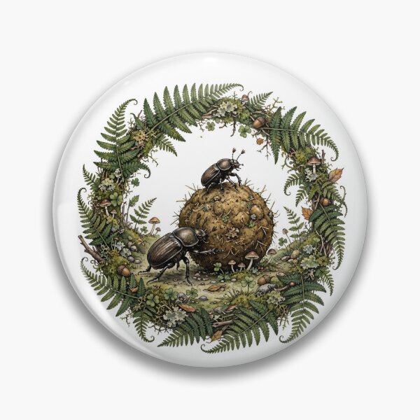 Item preview, Dung Beetles Teamwork - Sisyphus Beetles Botanical Entomology Design Goblincore Love designed and sold by Neurospicy Trolls.