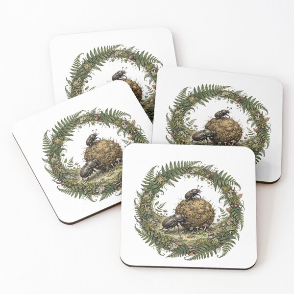 Item preview, Dung Beetles Teamwork - Sisyphus Beetles Botanical Entomology Design Goblincore Love designed and sold by Neurospicy Trolls.