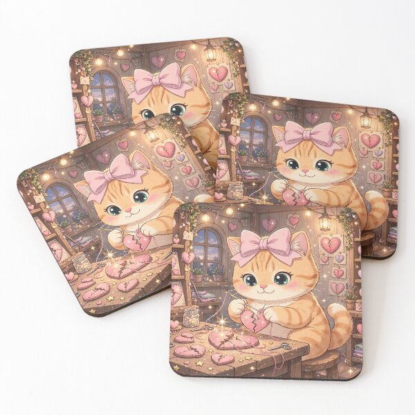 Item preview, Cozy Kitten Mending Broken Hearts designed and sold by Luna's World - Moody Vibes Studio.