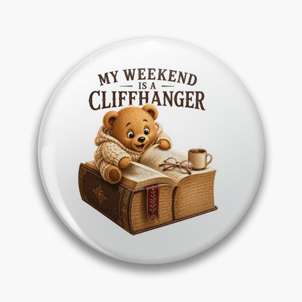 Item preview, My Weekend Is a Cliffhanger Cute Teddy Bear Book Lover Sticker | Funny Thriller Reader Gift designed and sold by DreamTags Studio.