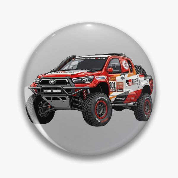 Artikelvorschau, Illustration eines Toyota Hilux Dakar 2025 Gazoo Racing Offroad-Rallye-Trucks entworfen und verkauft von Motorline44.