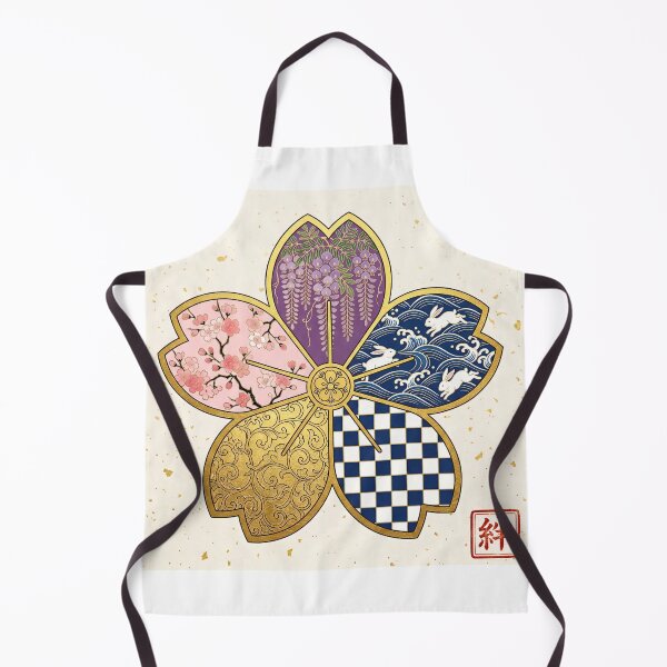 Item preview, Kizuna — Japanese Cherry Blossom Crest Art Print | Wisteria & Rabbit Wave Kamon Pattern designed and sold by KimonoKotoba.