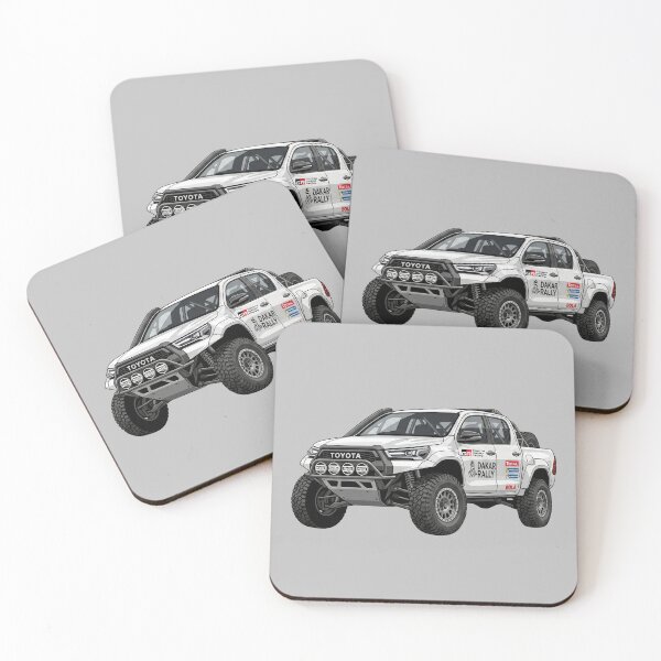 Item preview, Custom Toyota Hilux Dakar Rally Build White Offroad Racing Truck Illustration designed and sold by Motorline44.