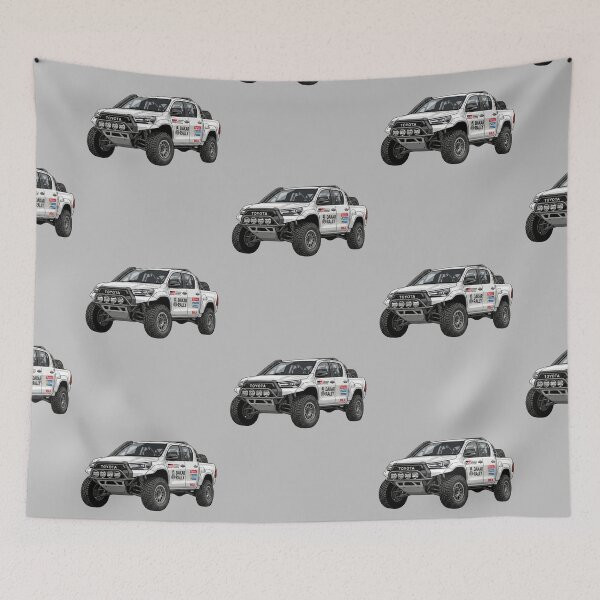 Item preview, Custom Toyota Hilux Dakar Rally Build White Offroad Racing Truck Illustration designed and sold by Motorline44.
