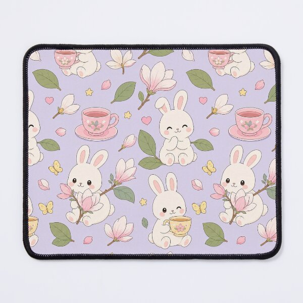 Item preview, Bunny Magnolia Tea Garden Pattern designed and sold by Soft Berry Studio.