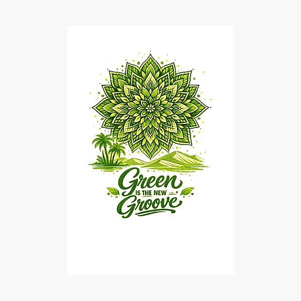 Item preview, Leaf Mandala Art – Green Is The New Groove Eco T‑Shirt Design designed and sold by EdgeSphere.