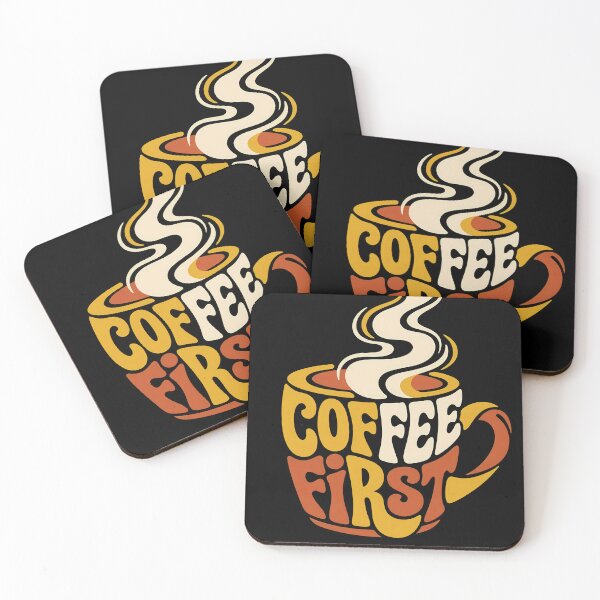 Item preview, Retro Groovy Coffee First T-Shirt Design designed and sold by DPlab.
