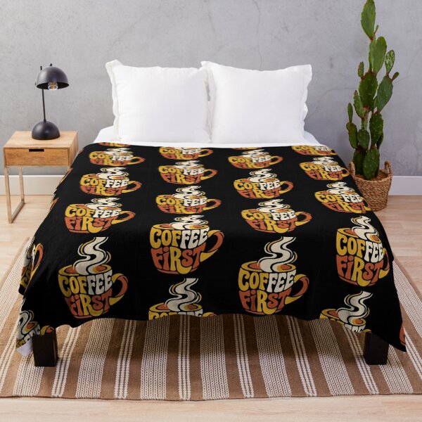 Item preview, Retro Groovy Coffee First T-Shirt Design designed and sold by DPlab.