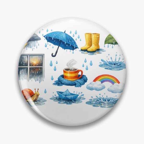 Item preview, Rainy Season Sticker Pack | Cute Monsoon Transparent PNG | Umbrella, Boots, Rainbow & Rain Drops designed and sold by Ishratparween11.
