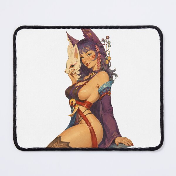 Item preview, Mystic Kitsune Shrine Maiden Pin Up | Original Fox Spirit Fantasy Illustration designed and sold by Cosplayvintage.