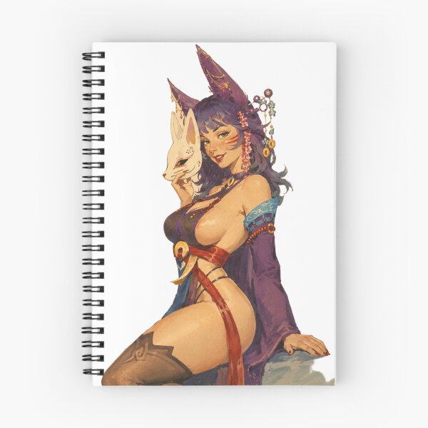 Item preview, Mystic Kitsune Shrine Maiden Pin Up | Original Fox Spirit Fantasy Illustration designed and sold by Cosplayvintage.