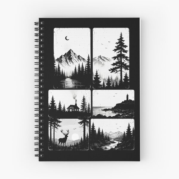 Artikelvorschau, Minimalistische Wildnis-Paneele | Schwarz-Weiß-Naturkunst | Vintage-Outdoor-Design entworfen und verkauft von naturalsurvival.