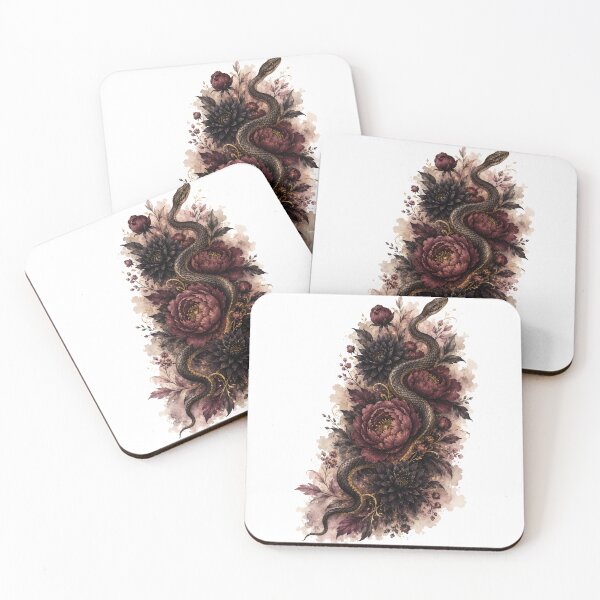 Item preview, Serpent and Dark Florals — Gothic Dark Feminine Art designed and sold by DreamelleStudio.