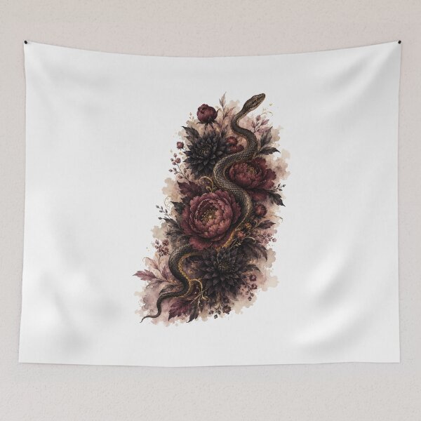 Item preview, Serpent and Dark Florals — Gothic Dark Feminine Art designed and sold by DreamelleStudio.