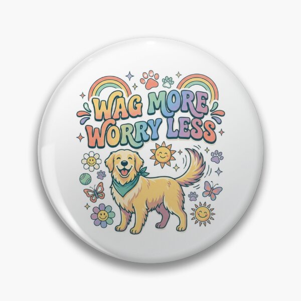 Item preview, Wag More Worry Less | Cute Golden Retriever Retro Typography T-Shirt for Dog Lovers designed and sold by Faisal  Shah.