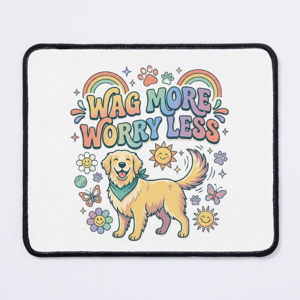 Item preview, Wag More Worry Less | Cute Golden Retriever Retro Typography T-Shirt for Dog Lovers designed and sold by Faisal Shah.