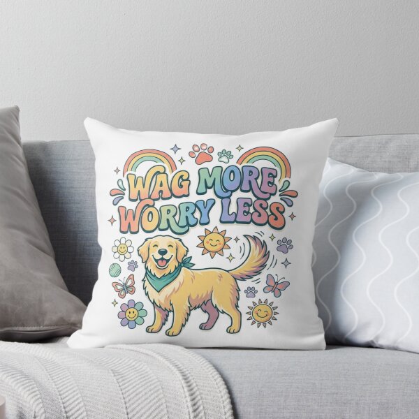 Item preview, Wag More Worry Less | Cute Golden Retriever Retro Typography T-Shirt for Dog Lovers designed and sold by Faisal  Shah.