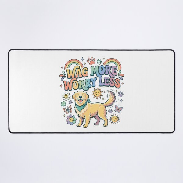 Item preview, Wag More Worry Less | Cute Golden Retriever Retro Typography T-Shirt for Dog Lovers designed and sold by Faisal Shah.