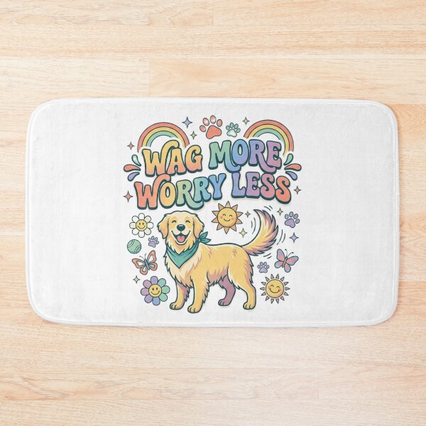 Item preview, Wag More Worry Less | Cute Golden Retriever Retro Typography T-Shirt for Dog Lovers designed and sold by Faisal  Shah.