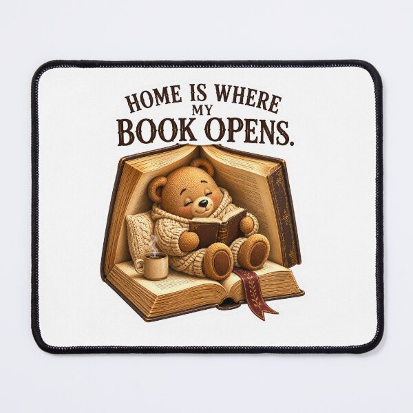 Item preview, Home Is Where My Book Opens Cute Teddy Bear Book Lover Sticker | Cozy Reader Gift designed and sold by DreamTags Studio.