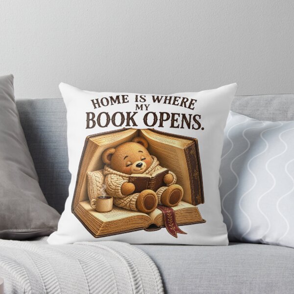 Item preview, Home Is Where My Book Opens Cute Teddy Bear Book Lover Sticker | Cozy Reader Gift designed and sold by DreamTags Studio.