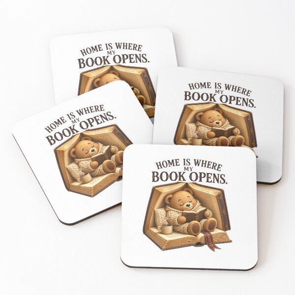 Item preview, Home Is Where My Book Opens Cute Teddy Bear Book Lover Sticker | Cozy Reader Gift designed and sold by DreamTags Studio.
