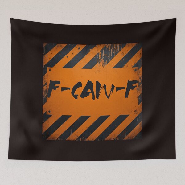 Item preview, F-CAW-F Industrial Warning Sign | Grunge Safety Graphic Streetwear designed and sold by Biedroneczka.
