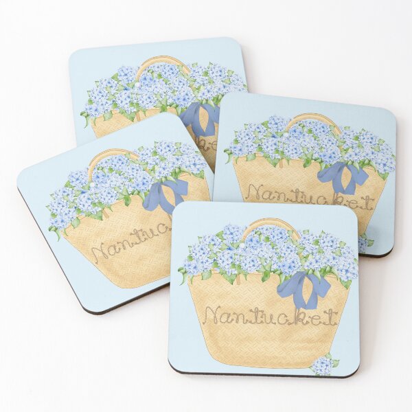 Item preview, Classic Nantucket Woven Basket and Hydrangeas designed and sold by Coastal Joy.