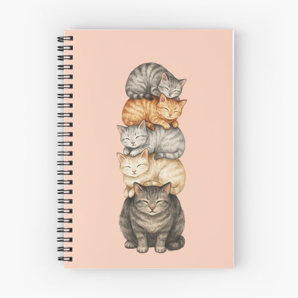 Item preview, A detailed watercolor illustration of five cats peacefully stacked vertically in a sleeping tower designed and sold by 123ks.