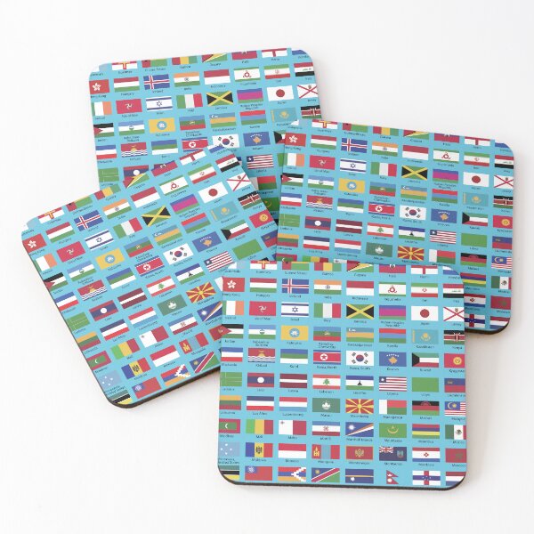 Item preview, World Flags With Countries' Names on Light Blue - Educational Home and Classroom Decor designed and sold by Divine Ease.