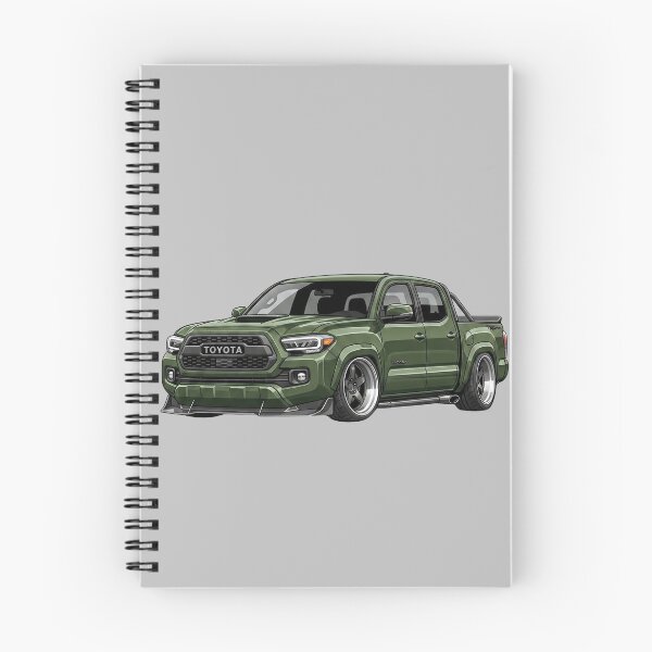 Artikelvorschau, Illustration eines individuell gestalteten Toyota Tacoma TRD Pro Army Green Slammed Street Trucks entworfen und verkauft von Motorline44.