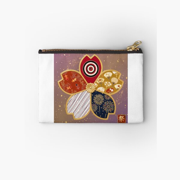 Item preview, Matsuri — Japanese Cherry Blossom Crest Art Print | Shooting Gallery & Goldfish Festival Pattern designed and sold by KimonoKotoba.