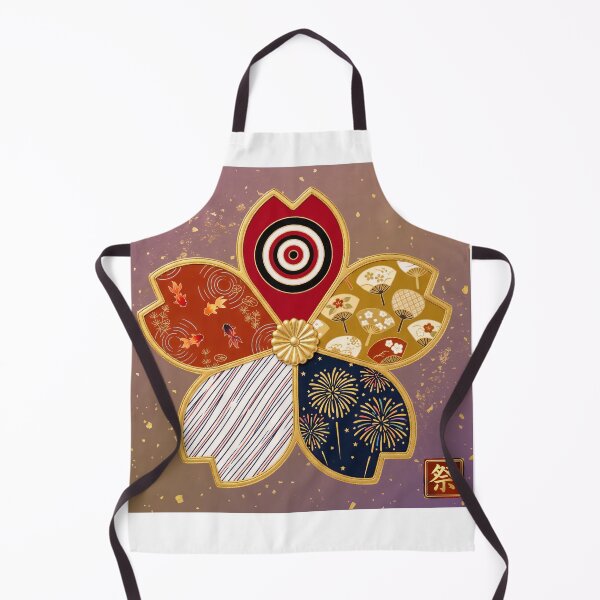 Item preview, Matsuri — Japanese Cherry Blossom Crest Art Print | Shooting Gallery & Goldfish Festival Pattern designed and sold by KimonoKotoba.