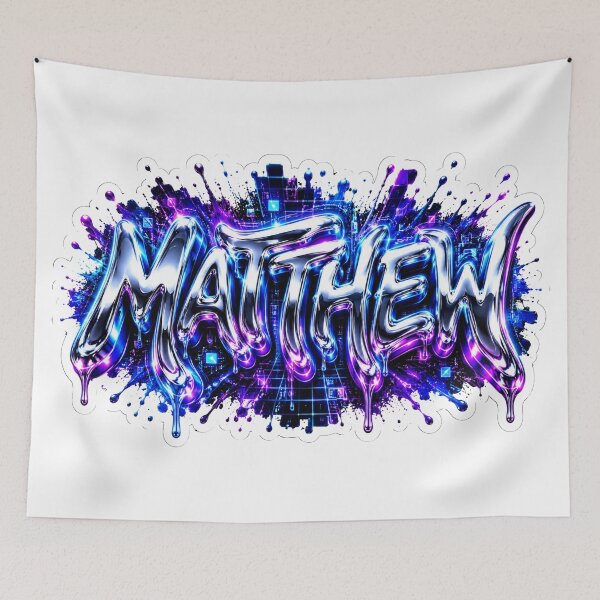 Item preview, Matthew – Chrome Liquid Graffiti Name designed and sold by AlexLineArt.