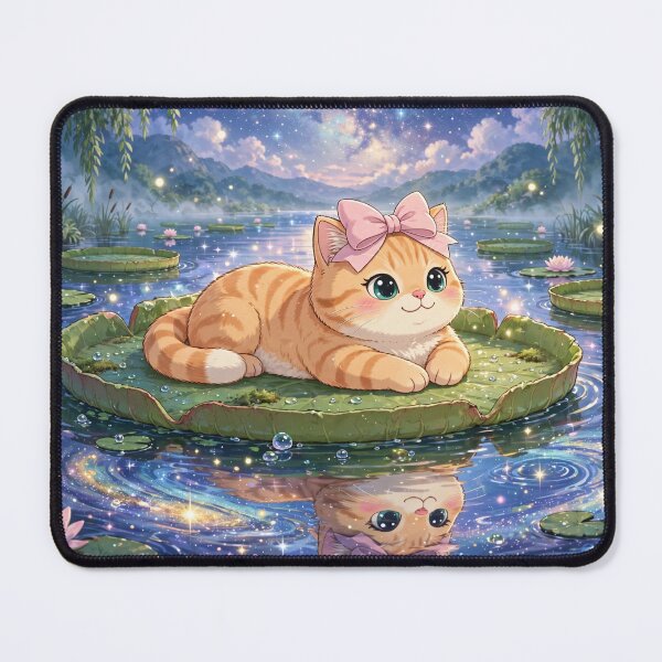 Item preview, Dreamy Kitten on Lily Pad Lake designed and sold by Moody Vibes Studio.